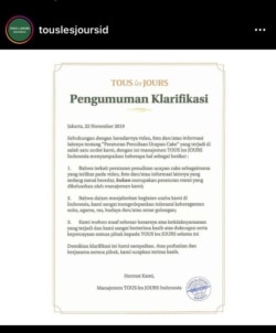 Klarifikasi Tous Les Jours di Instagramnya