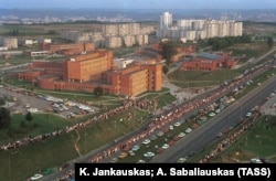 LITHUANIA – Vilnius, Lithuania, USSR. Lithuanians stand in a "solidarity chain" on August 23, 1989 on the 50th Anniversary of the Molotov-Ribbentrop Pact.