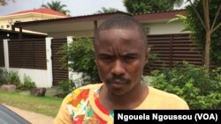 Trésor Nzila de l'OCDH redoute une parodie de justice, à Brazzaville, le 5 mai 2018. (VOA/Ngouela Ngoussou)