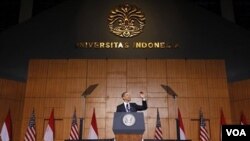 Presiden Barack Obama pidato di Universitas Indonesia di Jakarta.