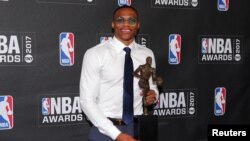 Russell Westbrook, meilleur joueur NBA 2017, New York, le 26 juin 2017. (Brad Penner-USA TODAY Sports)