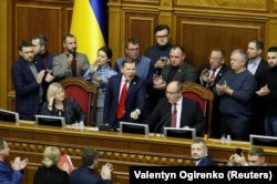 UKRAINE -- Radical party leader Oleh Lyashko (C) attends a parliament session, in Kyiv, November 26, 2018.