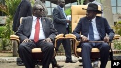Le président Soudan du Sud Salva Kiir et son vice-président Riek Machar, 29 avril 2016.