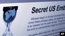 Internet homepage of Wikileaks, 01 Dec. 2010