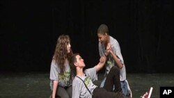 Students from the Washington, DC, area act in a production at the Arena Stage, one of the center's many community-outreach programs that expose young people to the arts