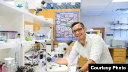 A research assistant at the University of Tulsa works in a laboratory.