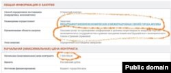 A screenshot of Zakupki.ru page displaying the Moscow city contract for EAEU