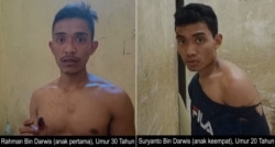 Rahman dan Suryanto bin Darwis, tersangka dan kakak kandung korban (courtesy: Polres Bantaeng).