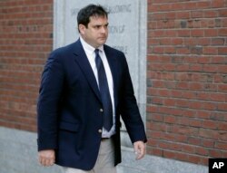 John Vandemoer, former head sailing coach at Stanford, arrives at federal court in Boston on March 12, 2019.