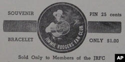 Here’s an old advertisement for Jimmie Rodgers Fan Club souvenirs.