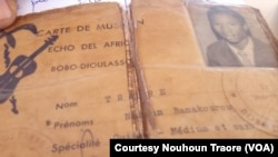 Carte bprefessionnelle de Nouhoun Traore de l'orchestre "Echo-Del-Africa professional ID.