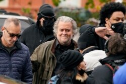 FILE - Former White House strategist Steve Bannon arrives at the FBI Washington Field Office, in Washington, Nov., 15, 2021.
