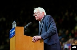 Democratic presidential candidate, Sen. Bernie Sanders of Vermont campaigns at a rally in Duluth, Minn., Jan. 26, 2016.