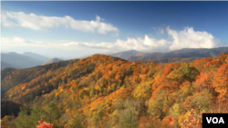 The Great Smoky Mountains run through parts of Tennessee in the U.S. south.