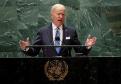 Presiden AS Joe Biden dalam pembukaan sidang ke-76 Majelis Umum PBB di New York, AS, 21 September 2021. (REUTERS/Eduardo Munoz/Pool)
