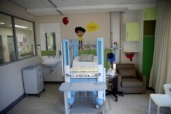 A pediatric hospital bed is seen at a ward during the official opening of the Nelson Mandela Children's Hospital in Johannesburg, South Africa, Dec. 2, 2016.