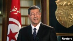 Habib Essid lors d'une conference de presse à Tunis, le 23 janvier 2015. 