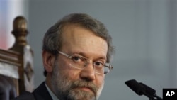 Iranian Parliament Speaker, Ali Larijani, during a press conference, in Tehran (File Photo).