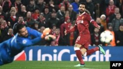 Le milieu de terrain égyptien de Liverpool, Mohamed Salah, contre l'AS Rome, le 24 avril 2018