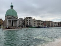 General view of flooding in Venice, Italy, Nov. 12, 2019. (Sabina Castelfranco/VOA)