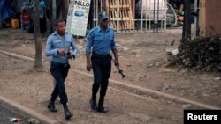 Des policiers patrouillent à Addis Ababa, Ethiopie, le 21 février 2018. 