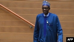 Presiden Nigeria Muhammadu Buhari usai menyampaikan pidato dalam pertemuan tahunan ke-30 Uni Afrika di Addis Ababa, 28 Januari 2018. (Foto: dok).