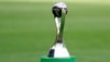 FILE - A view of the trophy displayed on the pitch prior to the final match between Ukraine and South Korea at the U20 World Cup soccer, in Lodz, Poland, Saturday, June 15, 2019.