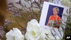 A picture of Diana, Princess of Wales on flowers at her family home at Althorp, near Northampton