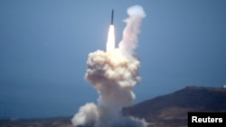 The Ground-based Midcourse Defense (GMD) element of the U.S. ballistic missile defense system launches during a flight test from Vandenberg Air Force Base, Calif., May 30, 2017. 