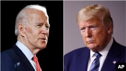 Mantan Wapres AS Joe Biden (kiri) dan Presiden Donald Trump 