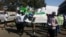 Some of the protesters that took to the street in Harare on Tuesday.