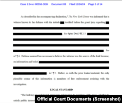 Eric Adams'ın avukatı Alex Spiro tarafından mahkemeye sunulan dilekçede son tanığın isminin karartılarak redakte edildiği görülüyor.