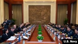 美国海军作战部长理查森上将一行2019年1月14日与中方会谈（美国海军）