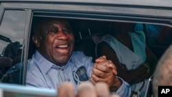 Former Ivorian President Laurent Gbagbo is pictured at the international airport, in Abidjan, Ivory Coast, June 17, 2021. 