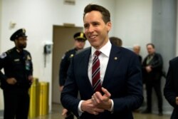 Sen. Josh Hawley (R-Missouri) walks on Capitol Hill in Washington, Jan. 22, 2020.