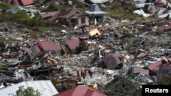 An aerial view of the destruction caused by an earthquake and liquefaction in the Petabo neighborhood in Palu, Central Sulawesi, Indonesia, Oct. 7, 2018.