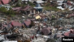 An aerial view of the destruction caused by an earthquake and liquefaction in the Petabo neighborhood in Palu, Central Sulawesi, Indonesia, Oct. 7, 2018.