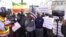 Ethiopian-Americans rally against the Trump administration's involvement in negotiations over the Great Ethiopian Renaissance Dam project, in Washington, Feb. 27, 2020. (Habtamu Seyoum/VOA)