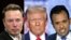 FILE - This combination of pictures created Nov. 12, 2024, shows Elon Musk, left, in Paris, on June 16, 2023; then-Republican presidential candidate Donald Trump, center, in Pittsburgh on Nov. 4, 2024; and entrepreneur Vivek Ramaswamy in Milwaukee, Wisconsin, July 16, 2024.