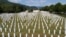 An aerial view of the Memorial Center in Potocari near Srebrenica, Bosnia and Herzegovina July 6, 2020. 