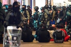 Police detain protesters in Hong Kong, Jan. 1, 2020.