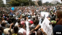 Ethiopians participating in anti-government demonstration in capital city Addis Ababa, June 2, 2013. (Marthe van der Wolfe/VOA)