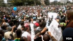 Ethiopians participate in an anti-government demonstration in capital city Addis Ababa, June 2, 2013. (Marthe van der Wolfe/VOA)