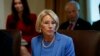 FILE - Education Secretary Betsy DeVos is threatening to cut funding to a Middle East studies program at the University of North Carolina and Duke University, saying it advances “ideological priorities” and unfairly promotes “positive aspects of Islam.”