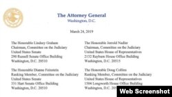 AG March 24 2019 Letter to House and Senate Judiciary Committees