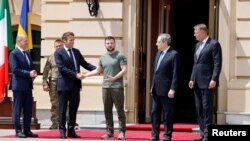 ევროპის ქვეყნების ლიდერები უკრაინაში. კიევი, 16 ივნისი, 2022 წ.