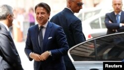 Italian Prime Minister Giuseppe Conte arrives at the Lower House of the Parliament in Rome, Italy, Aug. 29, 2019. 