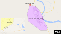 Pangkalan udara militer Hamdan dekat Al-Bukamal, Suriah.