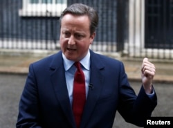 Britain's Prime Minister David Cameron makes a statement outside 10 Downing Street in Westminster, London, July 11, 2016.