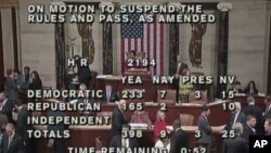 A bill passes the US House of Representatives